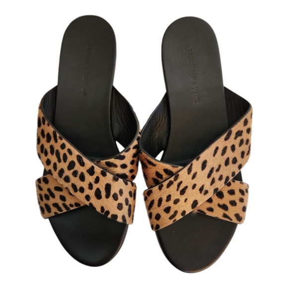 Jenni Kayne Pony Hair Crossover Cheetah Print Sandal Size 39 - Picture 2 of 7